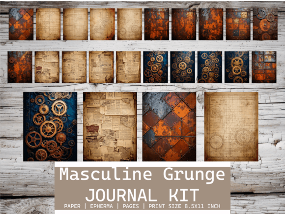 Download Masculine Grunge Junk Journal Pages - Masculine Collection