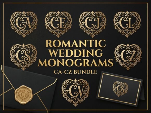 Download 26 Romantic Wedding Monogram CA-CZ - Wedding Collection